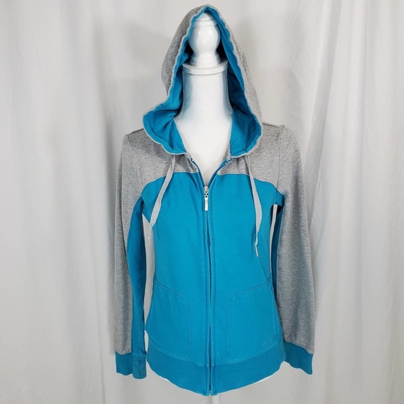 Calvin Klein Performance Blue & Gray Colorblock Zip Front Hoodie Sz. S - Picture 1 of 8